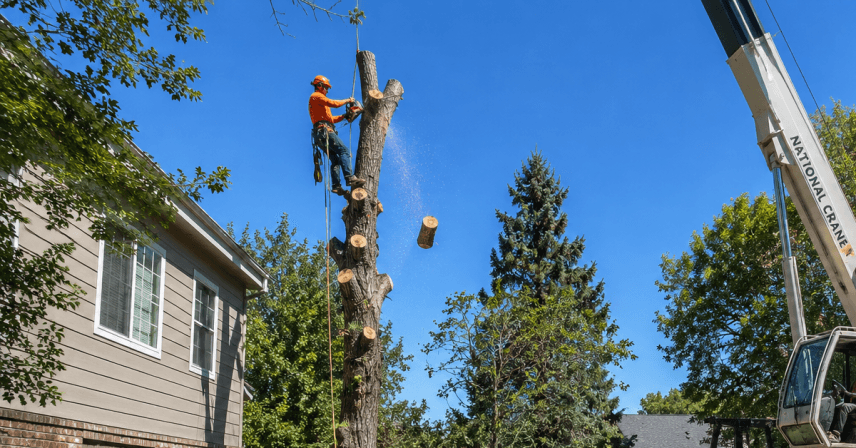 Professional tree removal at a residential property in Lafayette, Colorado